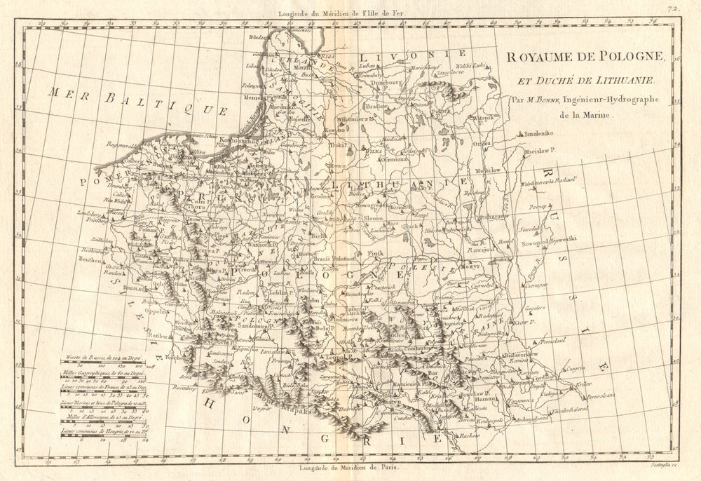 Royaume de Pologne et Duché de Lithuanie. Poland & Lithuania. BONNE 1789 map