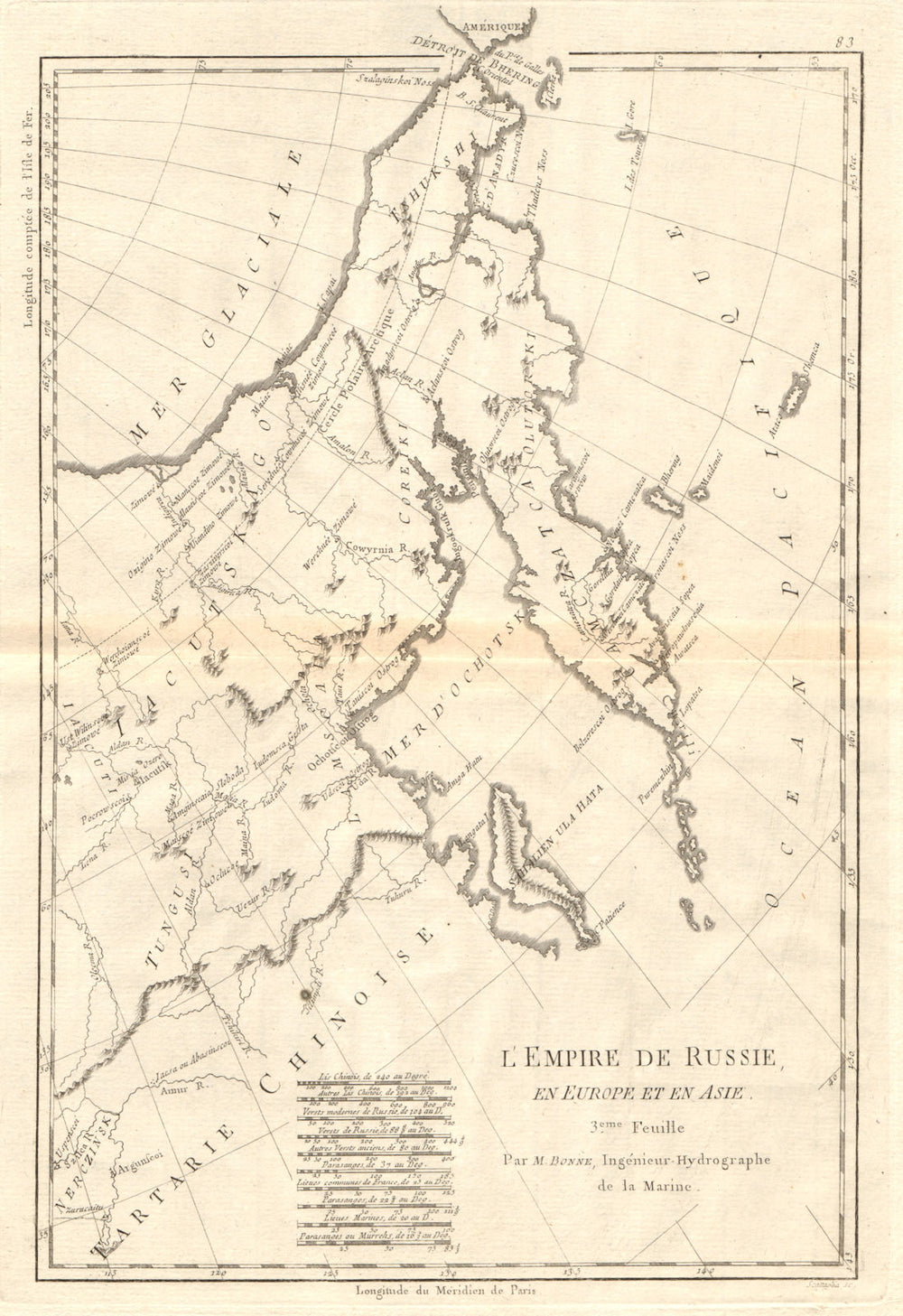 L’Empire de Russie en Europe et en Asie. 3rd sheet. Russia East. BONNE 1790 map