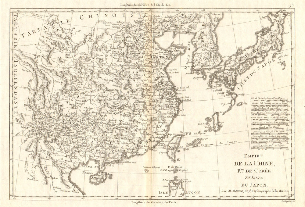 Empire de la Chine, Royaume de Corée &… Japon. China Korea Japan. BONNE 1790 map