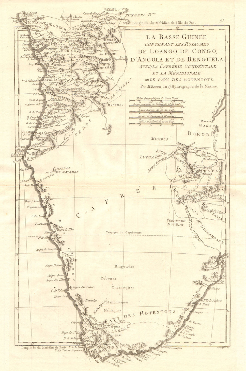 La Basse-Guinée… Loango, Congo, AngoIa & Benguela Southern Africa BONNE 1790 map