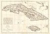 Isles de Cuba et de la Jamaïque. The islands of Cuba and Jamaica. BONNE 1790 map