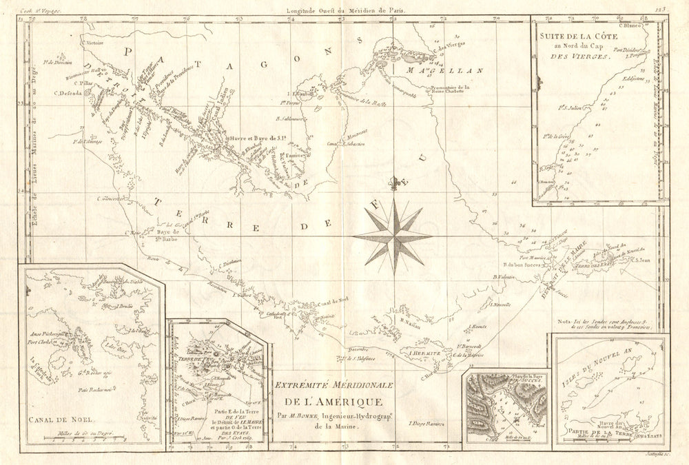 Extremité Meridionale de l'Amérique Tierra del Fuego Magellan Str BONNE 1790 map