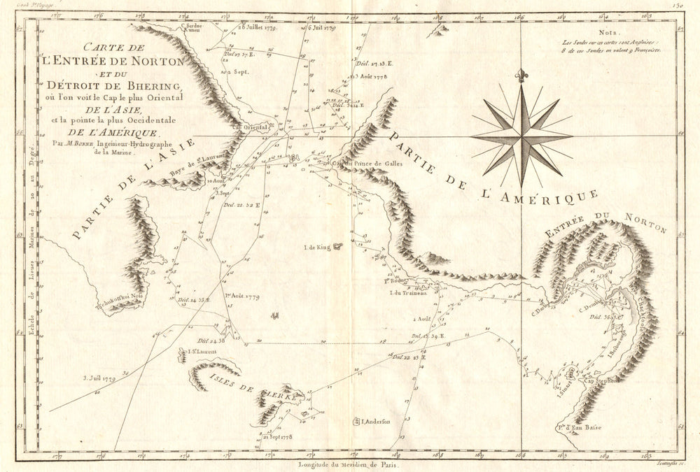 Entrée de Norton & Détroit de Bhering. Bering Strait Norton Sound BONNE 1790 map
