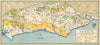 Vintage Sussex county tourist map by William Harding Thompson 1935 old