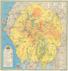 Vintage English Lake District tourist map by Harding Thompson. Cumbria 1938