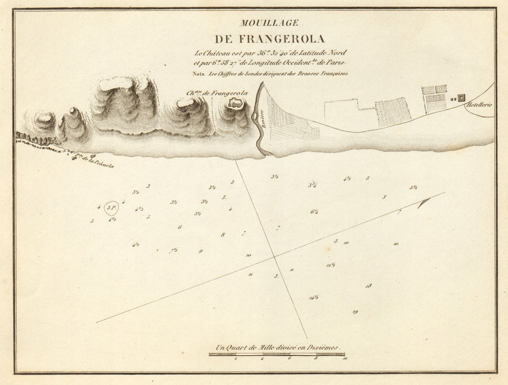 Anchorage of Fuengirola. 'Mouillage de Frangerola'. Spain. GAUTTIER 1851 map