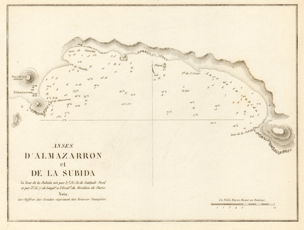 Anses d'Almazarron et de la Subida. Spain Isla Plana La Azohia GAUTTIER 1851 map