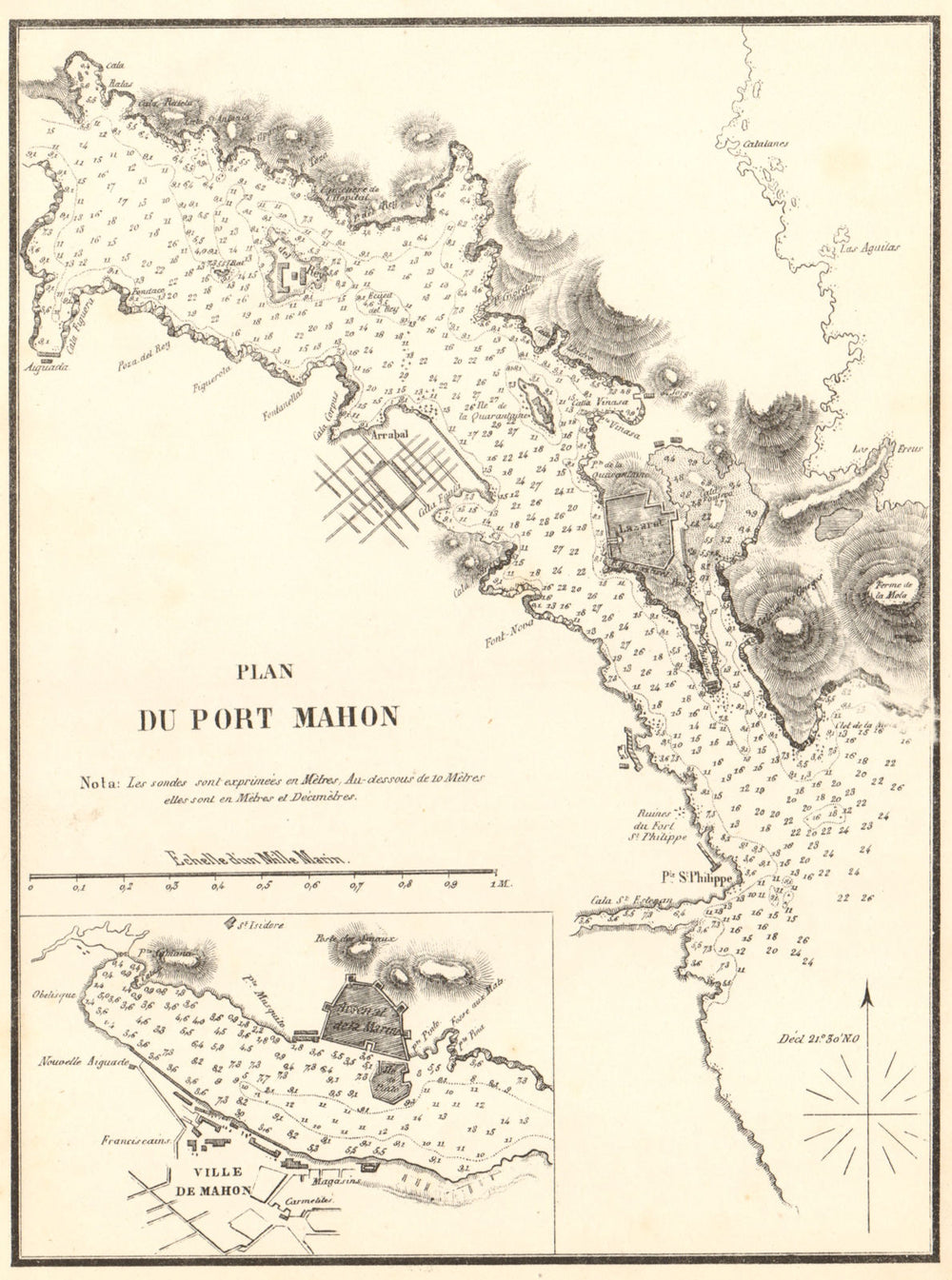 Plan of Port Mahon. 'Plan du Port Mahon'. Spain. Menorca. GAUTTIER 1851 map
