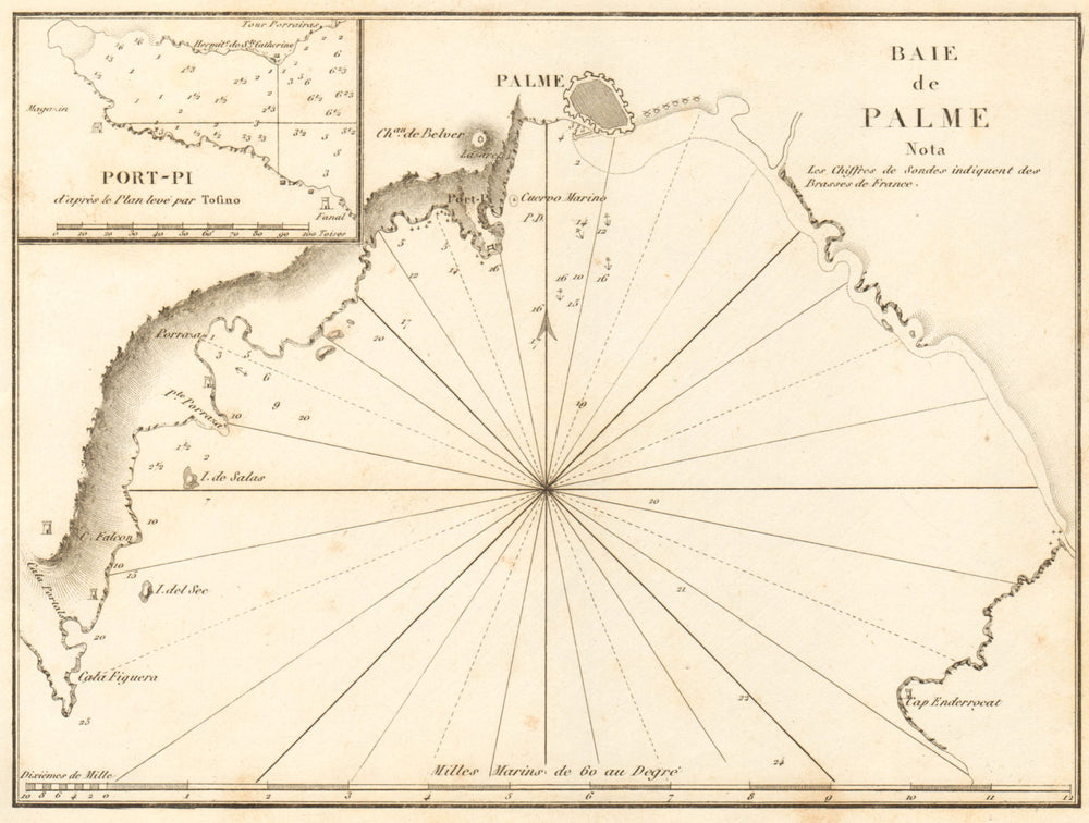 Palma de Mallorca Bay. 'Baie de Palme'. Spain. Majorca. GAUTTIER 1851 old map