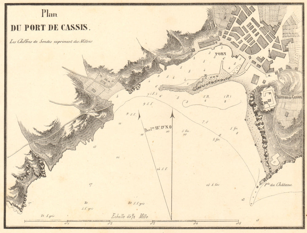 Plan du Port de Cassis. Bouches-du-Rhone. GAUTTIER 1851 old antique map chart