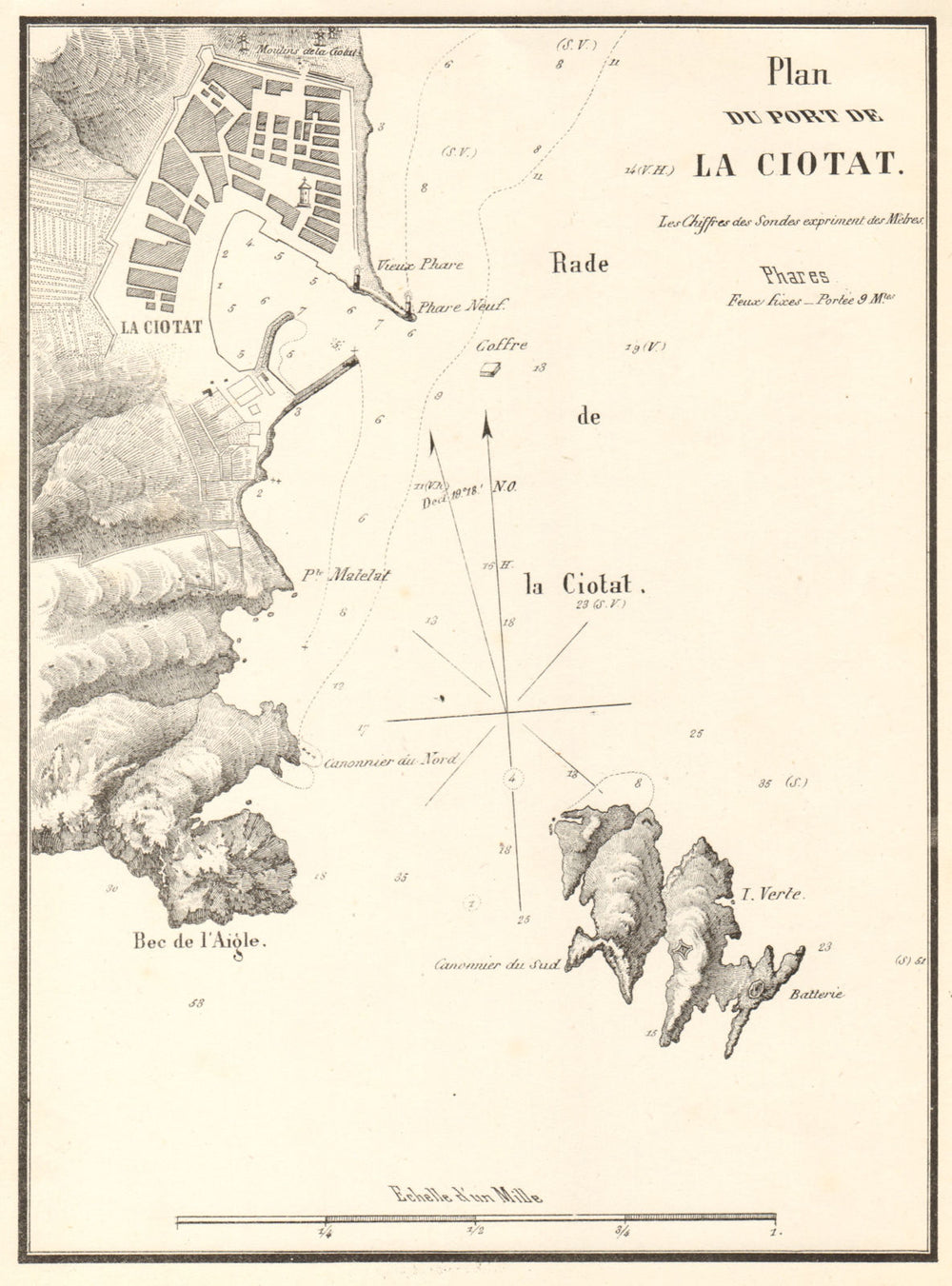Plan du Port de La Ciotat. Bouches-du-Rhone. GAUTTIER 1851 old antique map