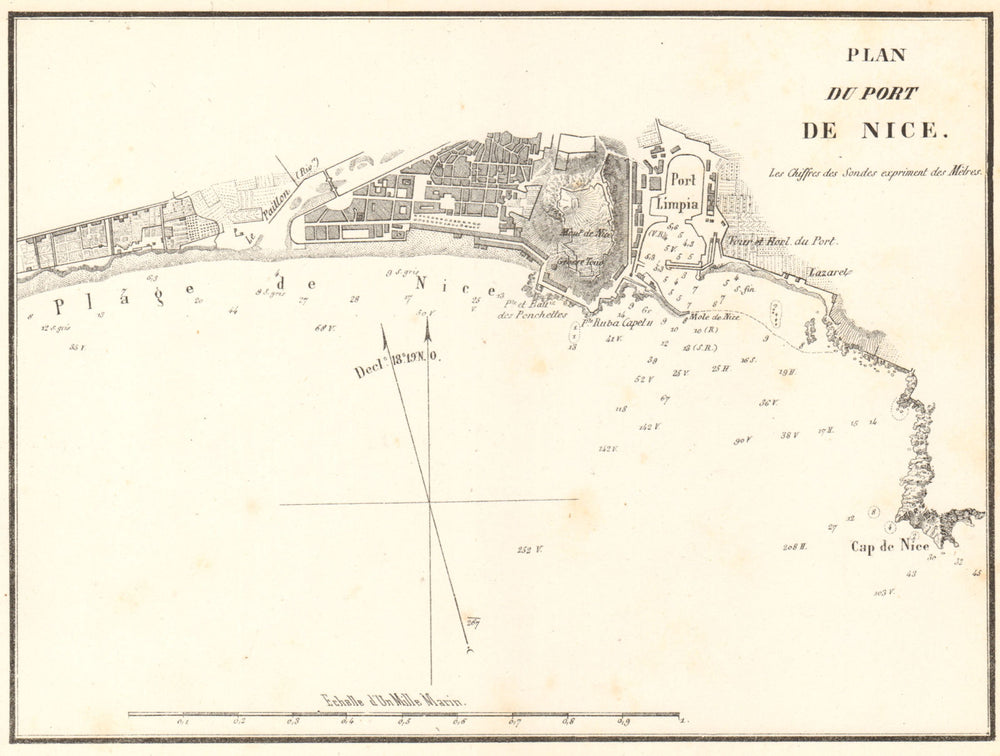 Plan du Port de Nice. Alpes-Maritimes. GAUTTIER 1851 old antique map chart