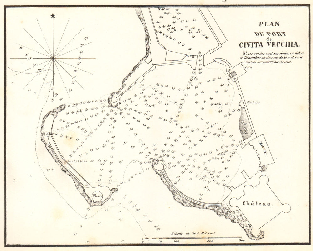 Civitavecchia. 'Plan du Port de Civita Vecchia'. Italy. GAUTTIER 1851 old map