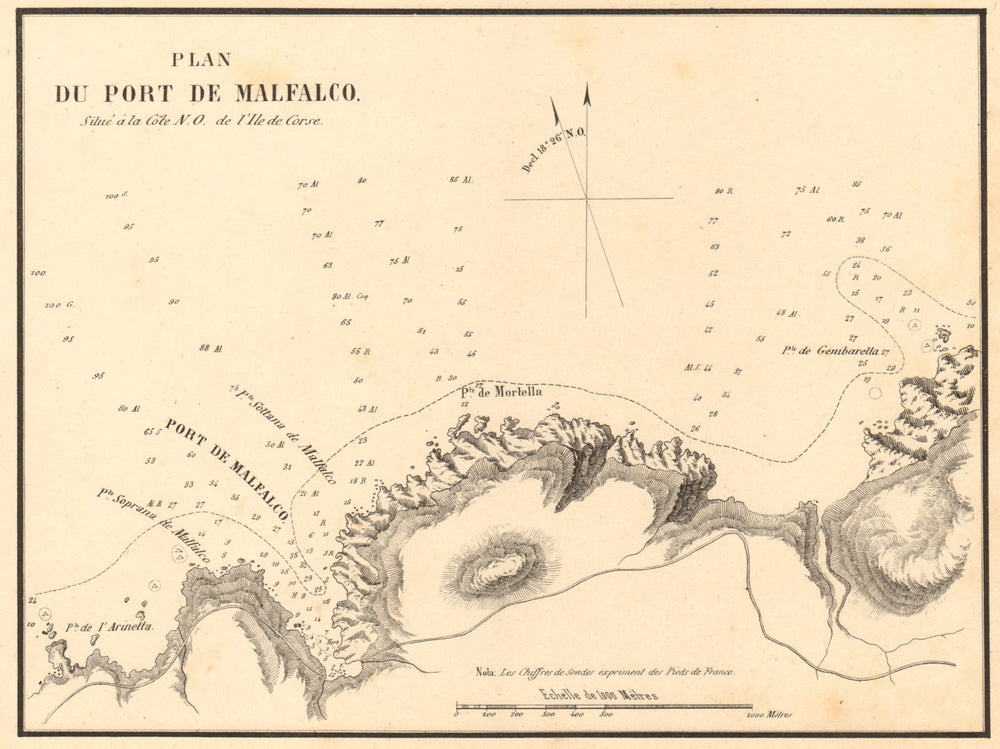 Malfalcu. 'Plan du Port de Malfalco'. Corse Corsica. GAUTTIER 1851 old map