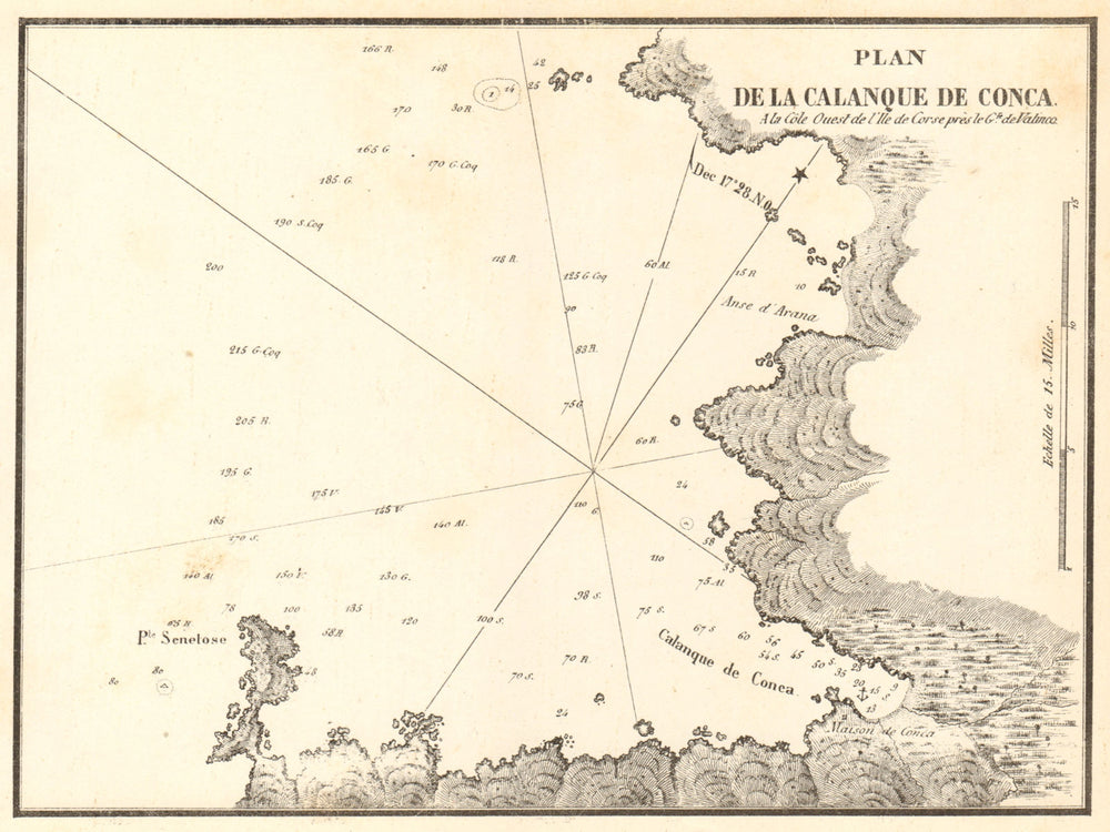 Plan de la Calanque de Conca. Golfe de Valinco. Corse Corsica. GAUTTIER 1851 map