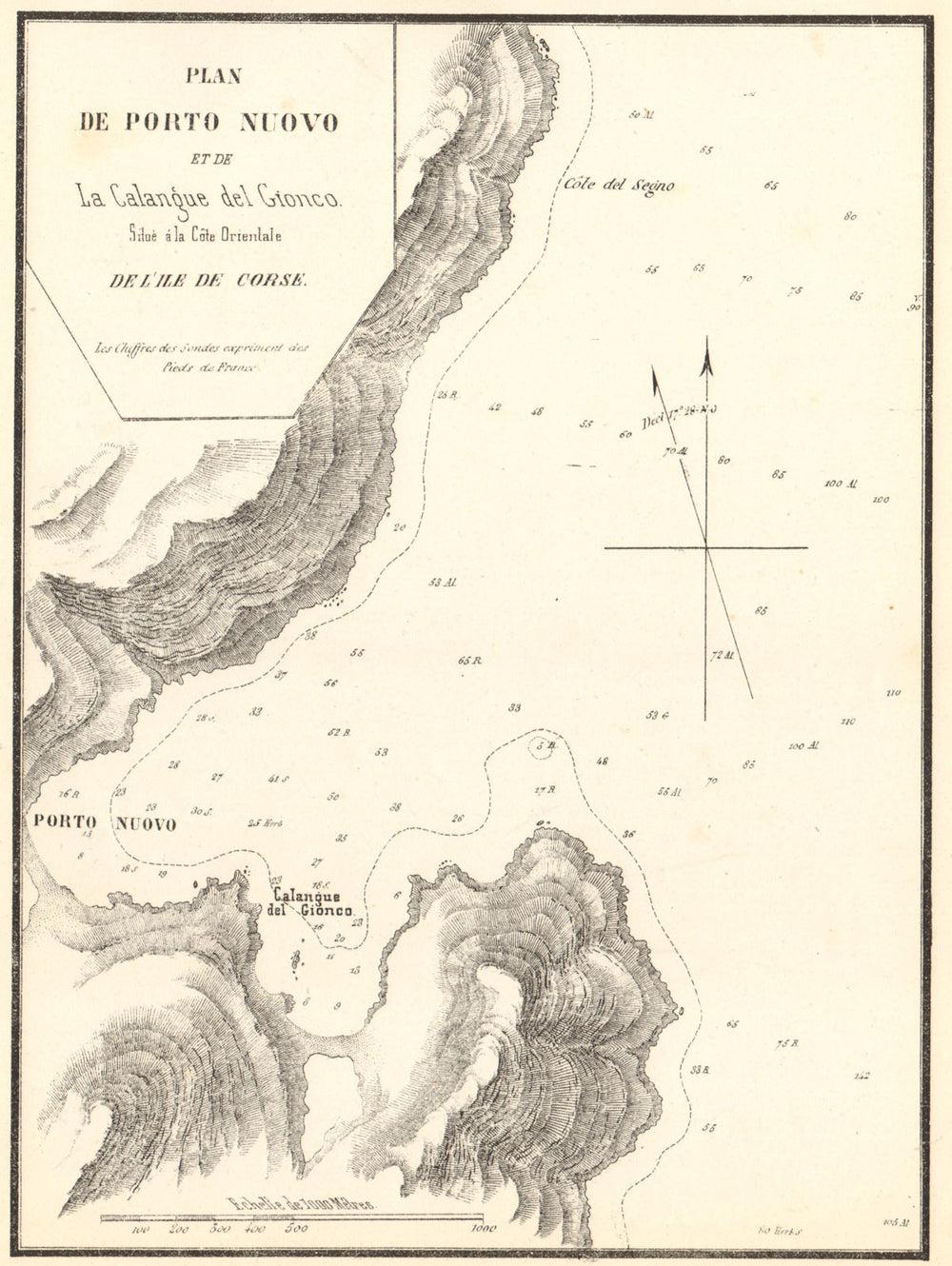 Porto-Novo. Porto Nuovo &… Calangue del Gionco. Corse Corsica. GAUTTIER 1851 map