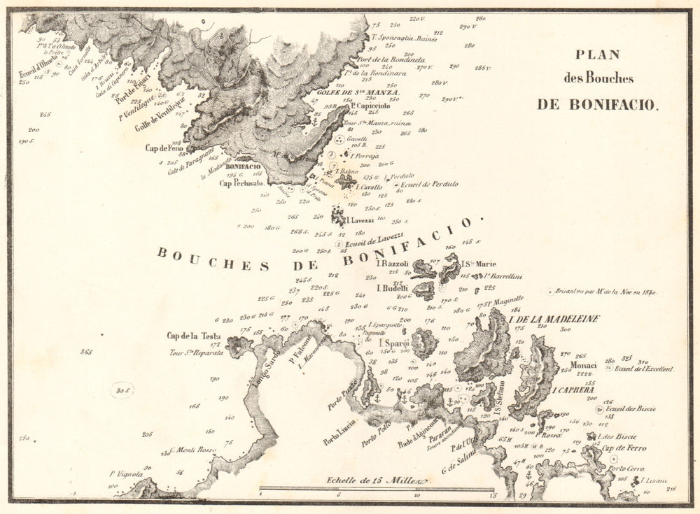 Strait of Bonifacio. 'Plan des Bouches de Bonifacio'. Corsica. GAUTTIER 1851 map