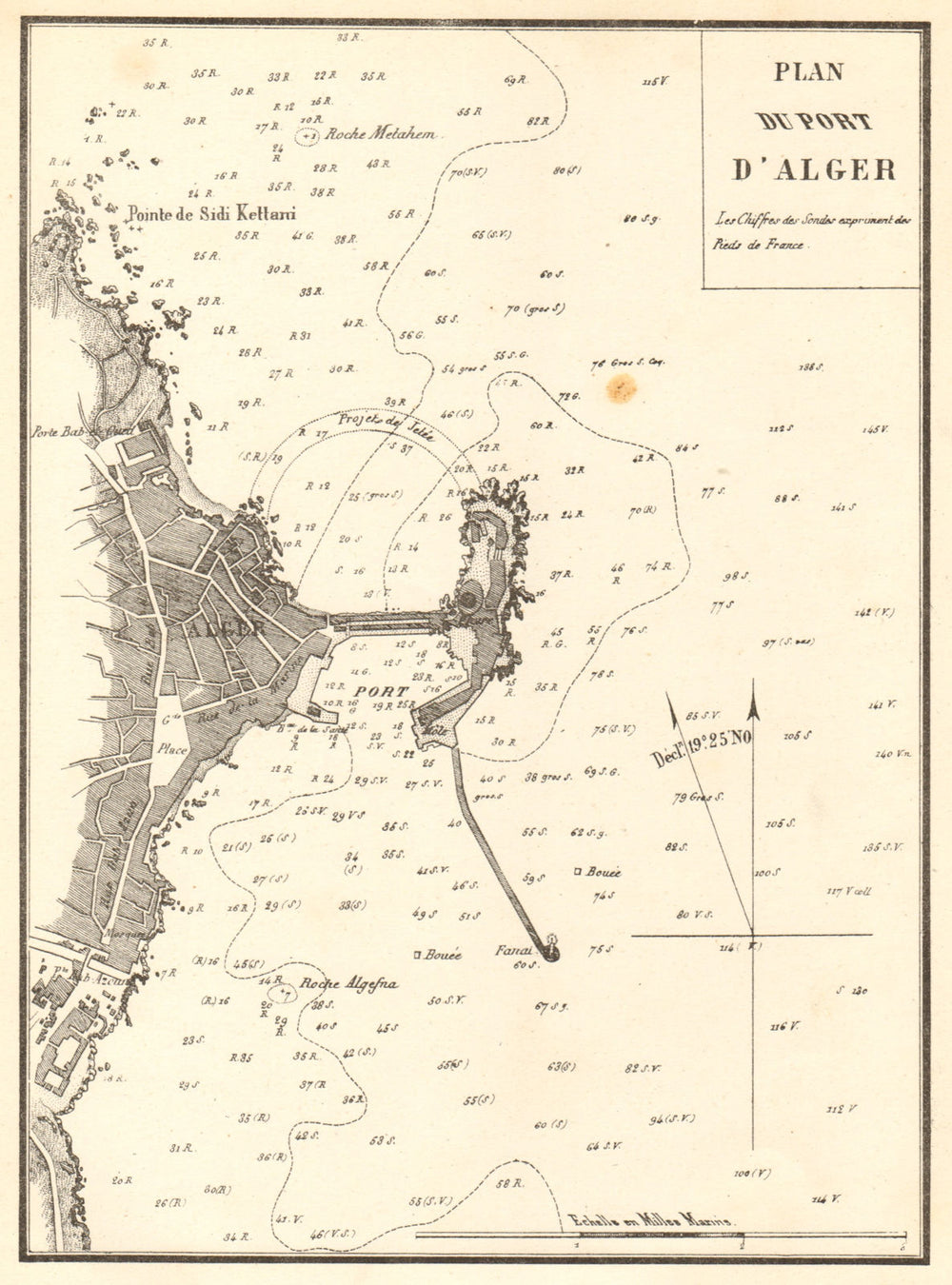The Port of Algiers. 'Plan du Port d'Alger'. Algeria. GAUTTIER 1851 old map