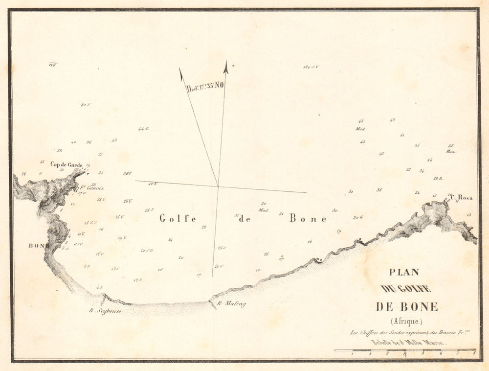Gulf of Annaba. 'Plan du Golfe de Bone (Afrique)'. Algeria. GAUTTIER 1851 map