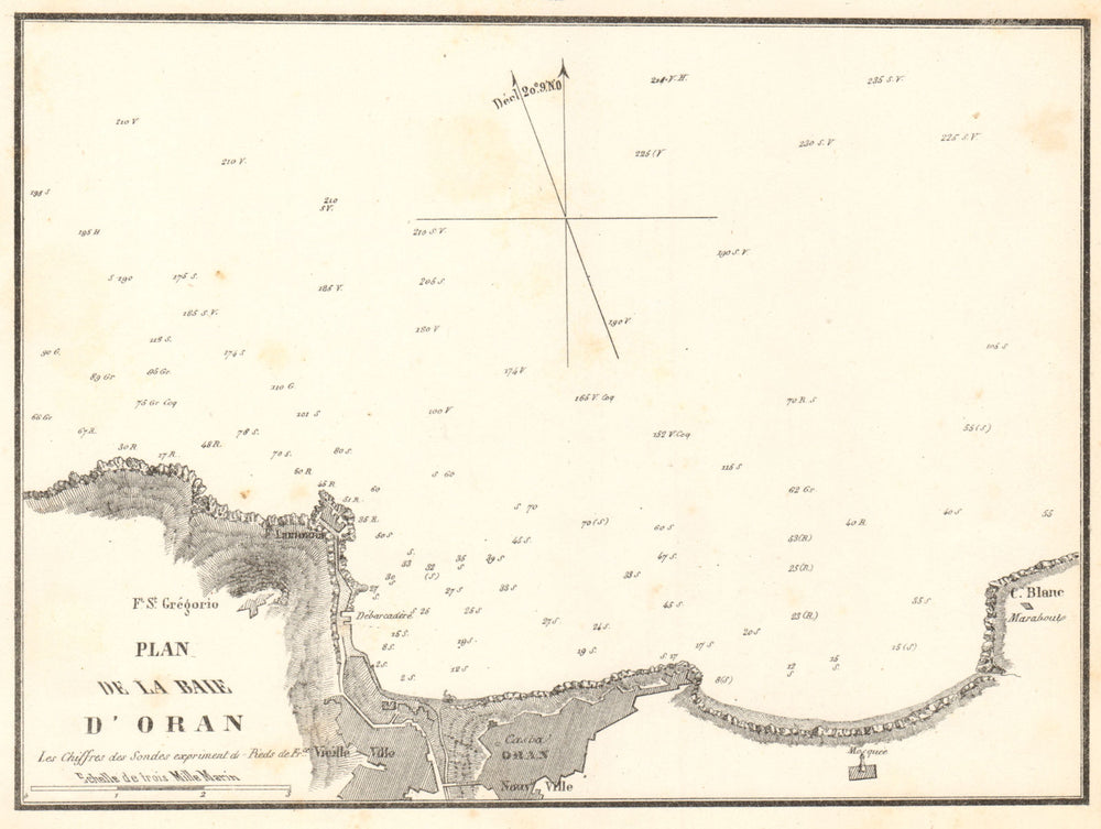 The Bay of Oran. 'Plan de la Baie d'Oran'. Algeria. GAUTTIER 1851 old map