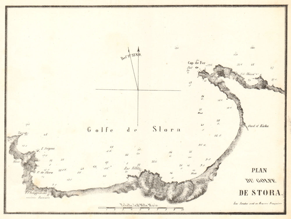 The Gulf of Stora. 'Plan du Golfe de Stora'. Algeria. GAUTTIER 1851 old map