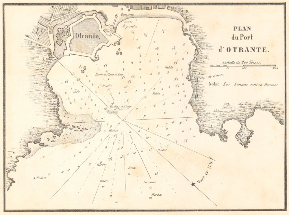 Plan of the Port of Otranto. 'Plan du Port d'Otrante'. Italy. GAUTTIER 1854 map