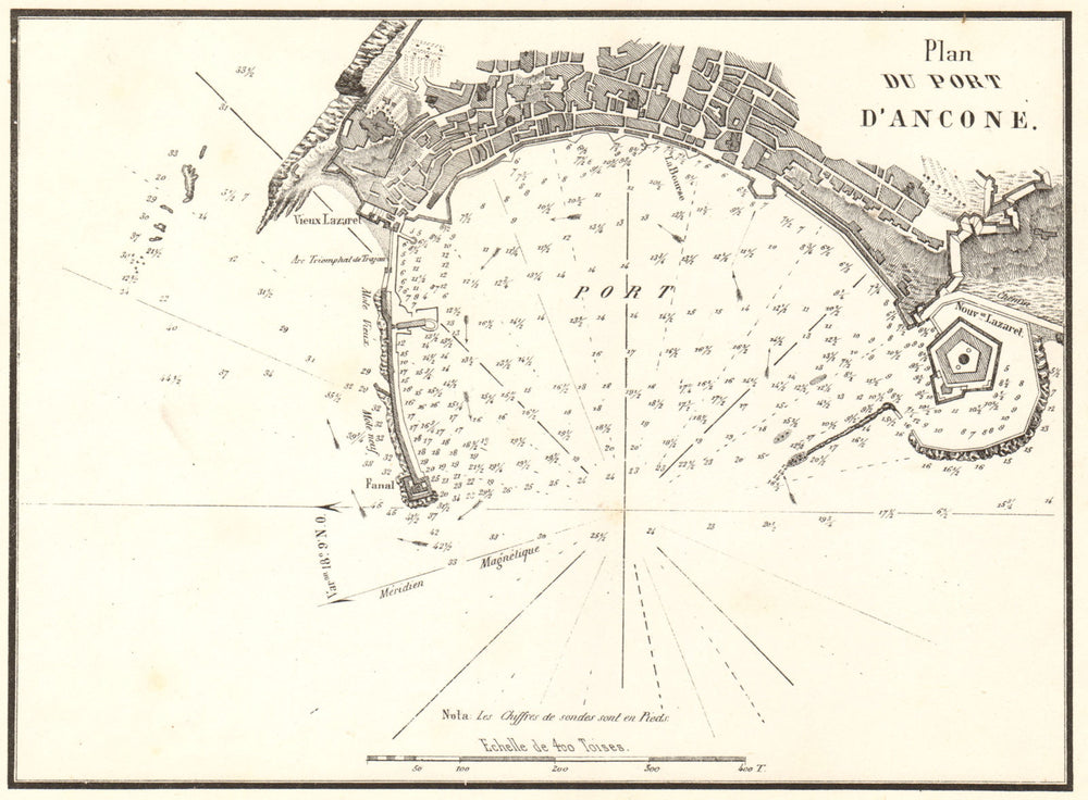 Plan of the Port of Ancona. 'Plan du Port d'Ancone'. Italy. GAUTTIER 1854 map