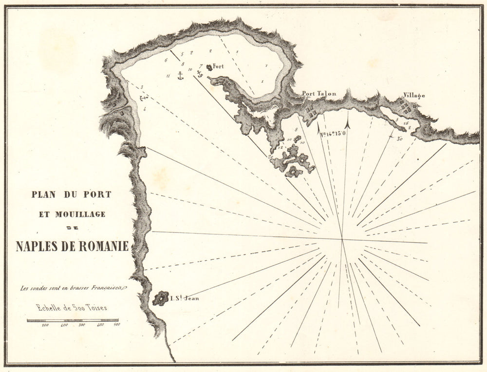 Nafplio. 'Port et Mouillage de Naples de Romanie'. Greece. GAUTTIER 1854 map