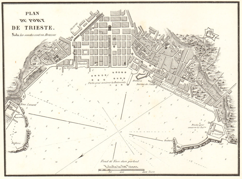 Plan of the Port of Trieste. 'Plan du Port de Trieste'. Italy. GAUTTIER 1854 map