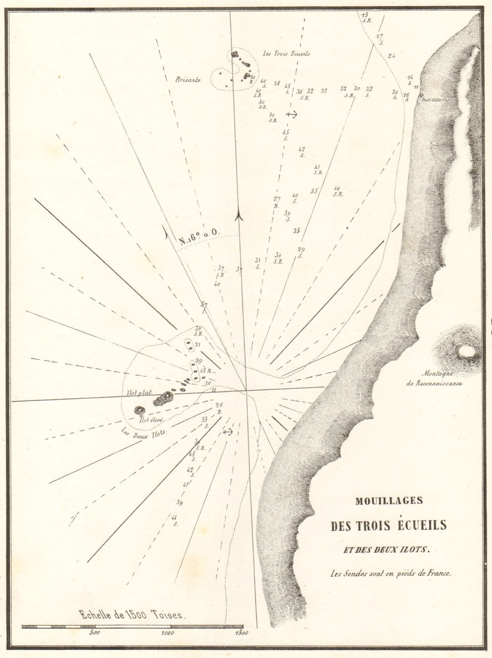 Mouillage des Trois Ecueils et des deux ilots. Libya. GAUTTIER 1854 old map