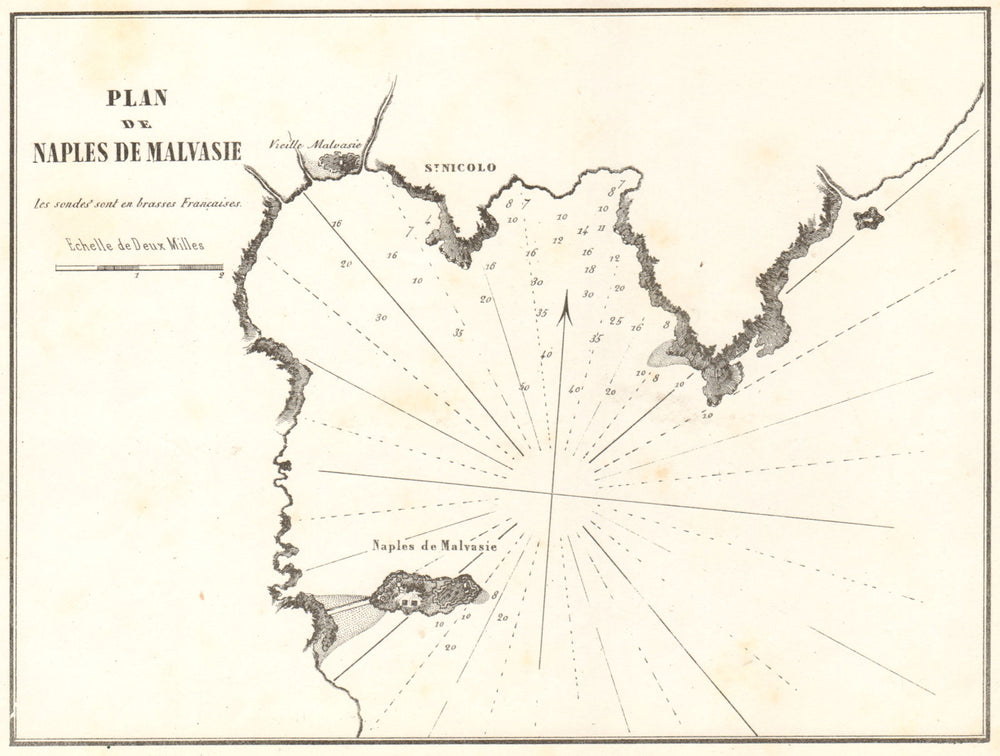Monemvasia. 'Plan de Naples de Malvasie'. Greece. Laconia. GAUTTIER 1854 map