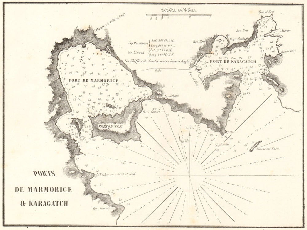 Marmaris & Karaagac. 'Ports de Marmorice & Karagatch'. Turkey. GAUTTIER 1854 map