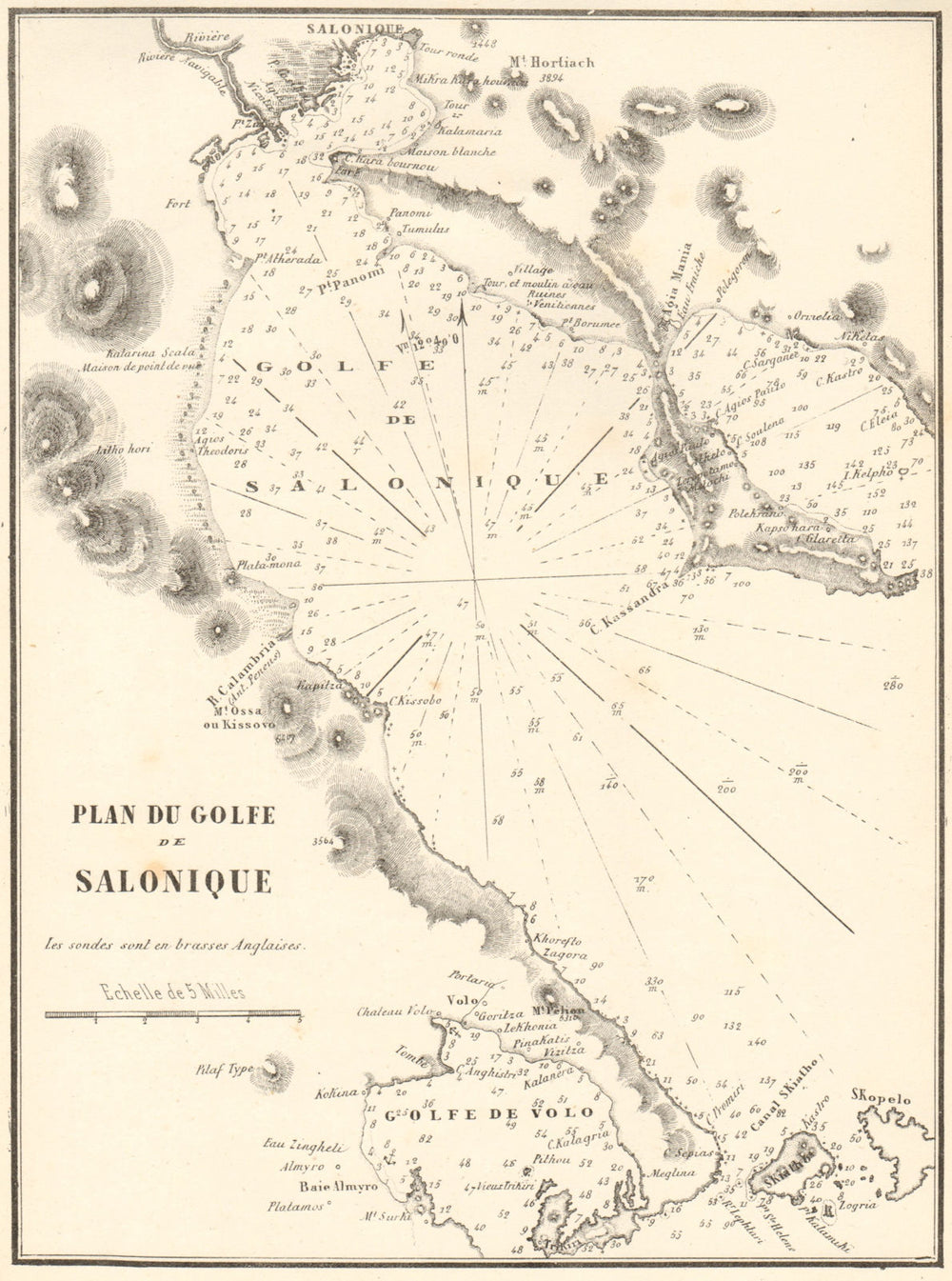 Thermaic Gulf. 'Golfe de Salonique'. Greece. Thessaloniki. GAUTTIER 1854 map