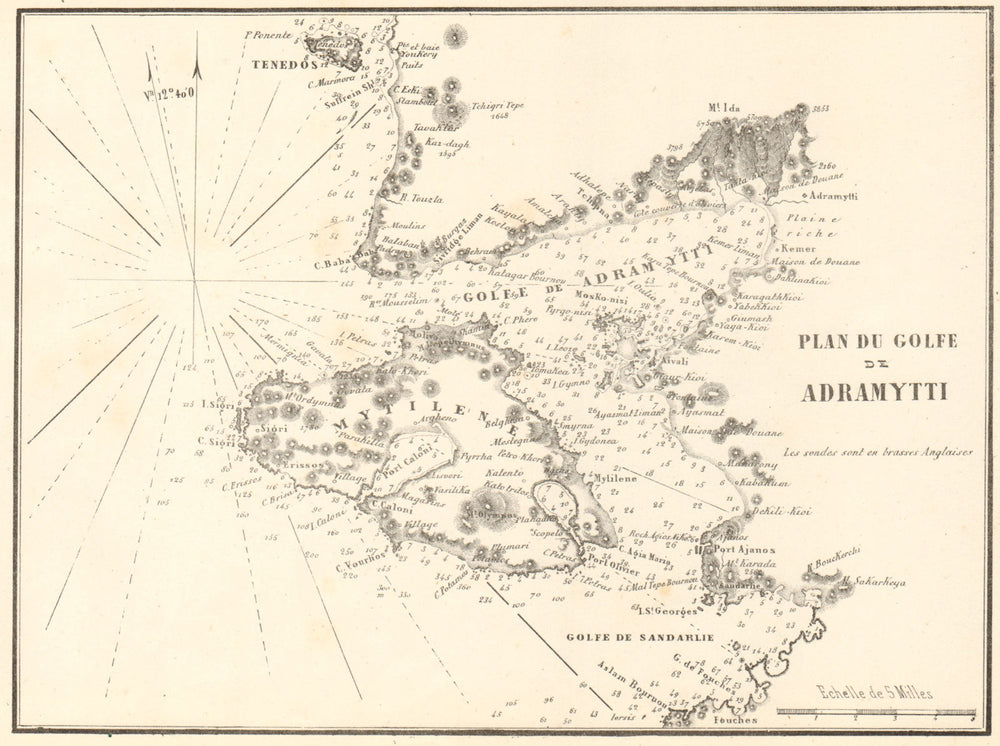 Edremit Gulf. 'Golfe de Adramytti'. Greece Turkey. Lesbos. GAUTTIER 1854 map