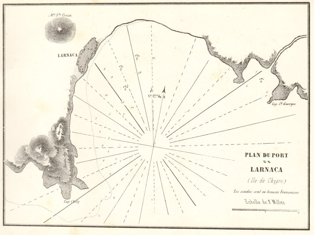 Plan du Port de Larnaca (Ile de Chypre). Cyprus. GAUTTIER 1854 old antique map