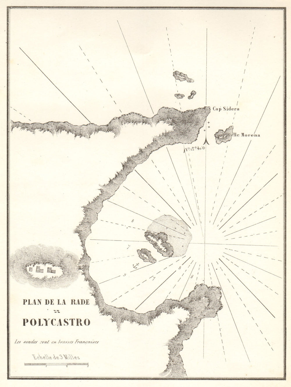 Palekastro Bay, eastern Crete. Plan de la Rade de Polycastro. GAUTTIER 1854 map