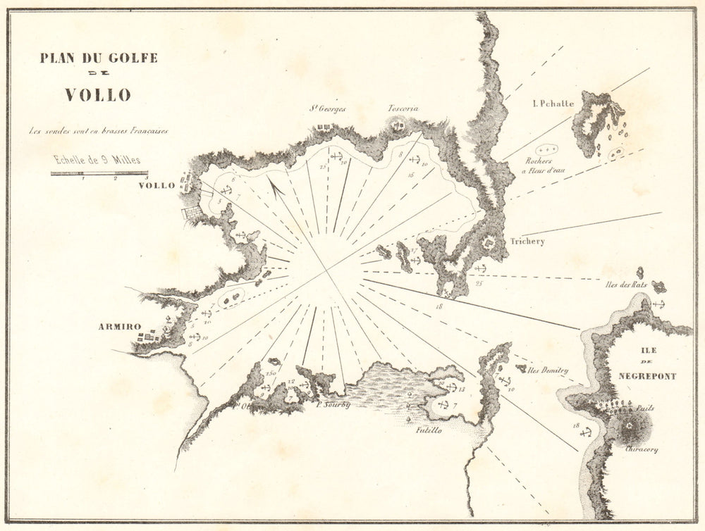 Volos & Pagasetic Gulf. 'Plan du Golfe de Vollo'. Greece. GAUTTIER 1854 map