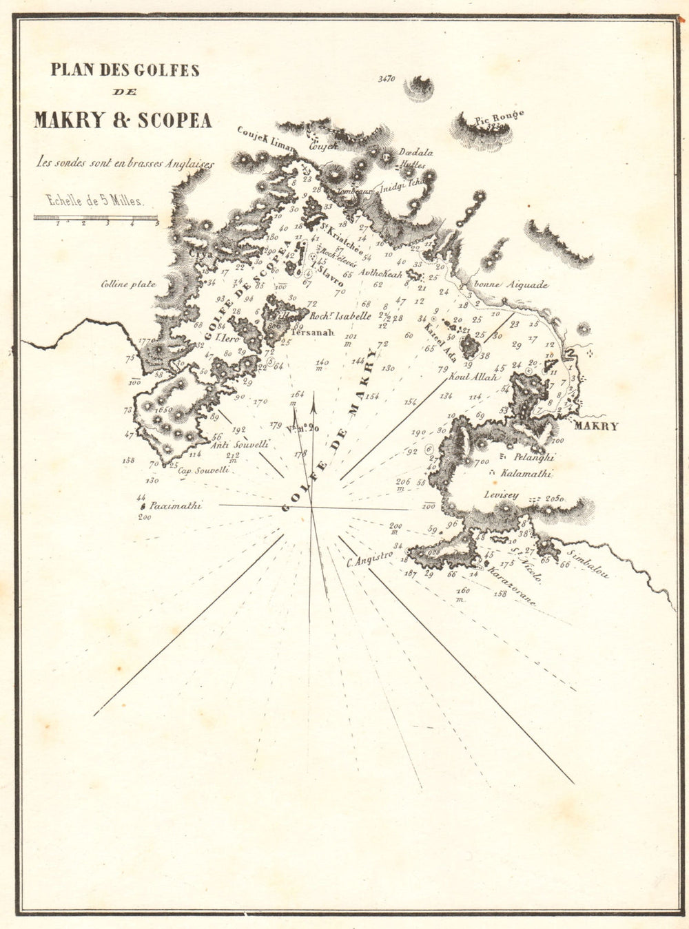 Fethiye & Göcek. 'Plan des Golfes de Makry & Scopea'. Turkey. GAUTTIER 1854 map