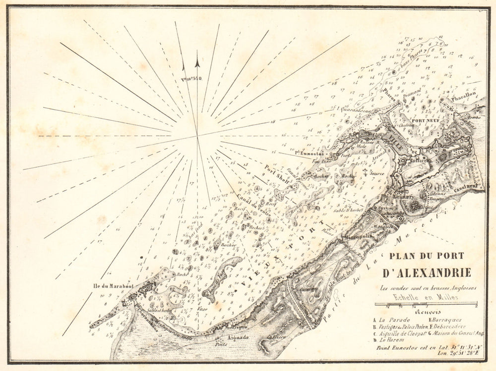 The Port of Alexandria. 'Plan du Port d'Alexandrie'. Egypt. GAUTTIER 1854 map
