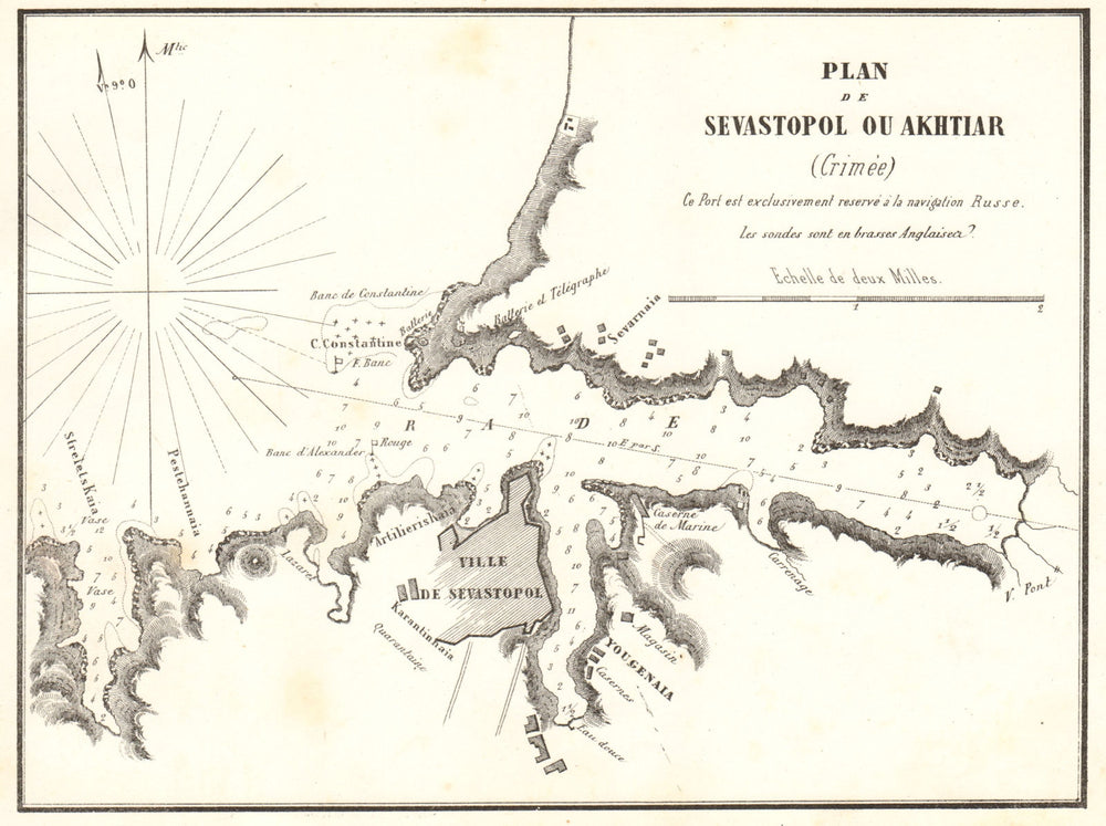 Plan de Sevastopol ou Akhtiar. Crimea Russia Ukraine. GAUTTIER 1854 old map