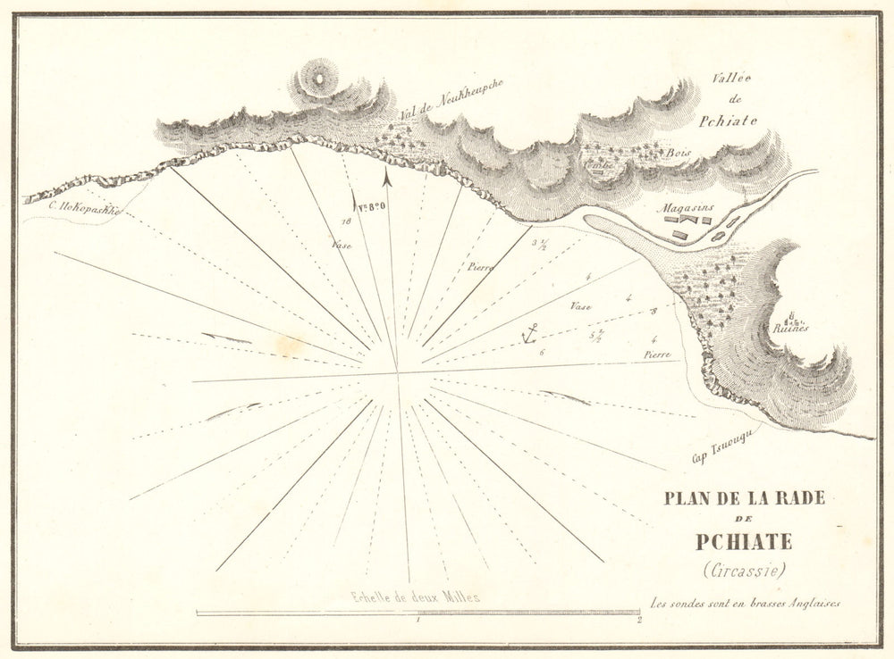 Pchiate. Russia. Black Sea. Krasnodar. South of Gelendzhik. GAUTTIER 1854 map