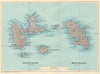 ANTILLES FRANÇAISES. Martinique Guadeloupe. French West Indies vintage map 1931