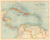 WEST INDIES & CARIBBEAN. Venezuela Central America Cuba Hispaniola &c 1935 map