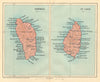 DOMINICA & ST LUCIA. Vintage map. West Indies Caribbean 1935 old vintage