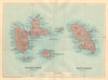 ANTILLES FRANÇAISES. Martinique Guadeloupe. French West Indies vintage map 1935