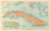 CUBA. Vintage map. Inset Puerto Rico. West Indies. Caribbean 1935 old