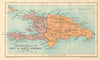 HISPANIOLA. Haiti & Santo Domingo (Dominican Republic) Vintage map 1935
