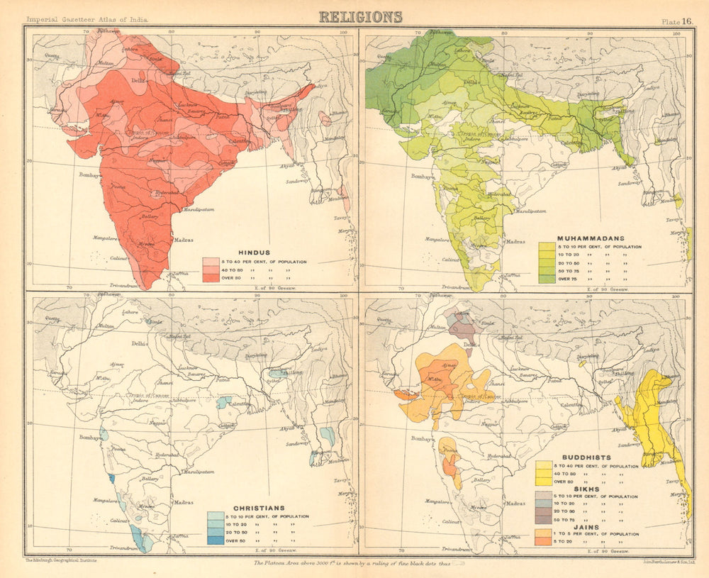 BRITISH INDIA RELIGIONS. Hindu Muslim Christian Buddhist Sikh Jain 1931 map