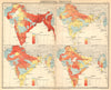 BRITISH INDIA Food-grains Agriculture produce Wheat Rice Barley Jowar 1931 map
