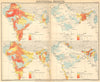 BRITISH INDIA Agricultural Produce. Cotton, Tea, Jute & Bajra 1931 old map